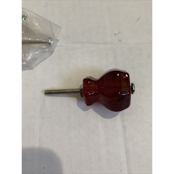 Candy Red Glass Drawer Pulls Cabinet Knobs Vintage Style 1 1/4" SET OF 6 - Picture 3 of 8